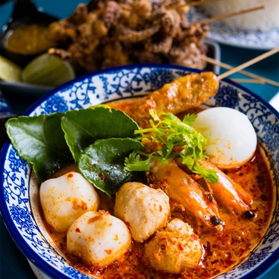 Prawn Laksa and Satay